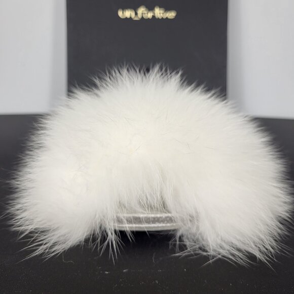 NWOB~$465~UN_FURTIVE~BABY~SZ 4.5/5~REAL WHITE FOX FUR SANDALS SHOES BOOTS - Picture 5 of 16
